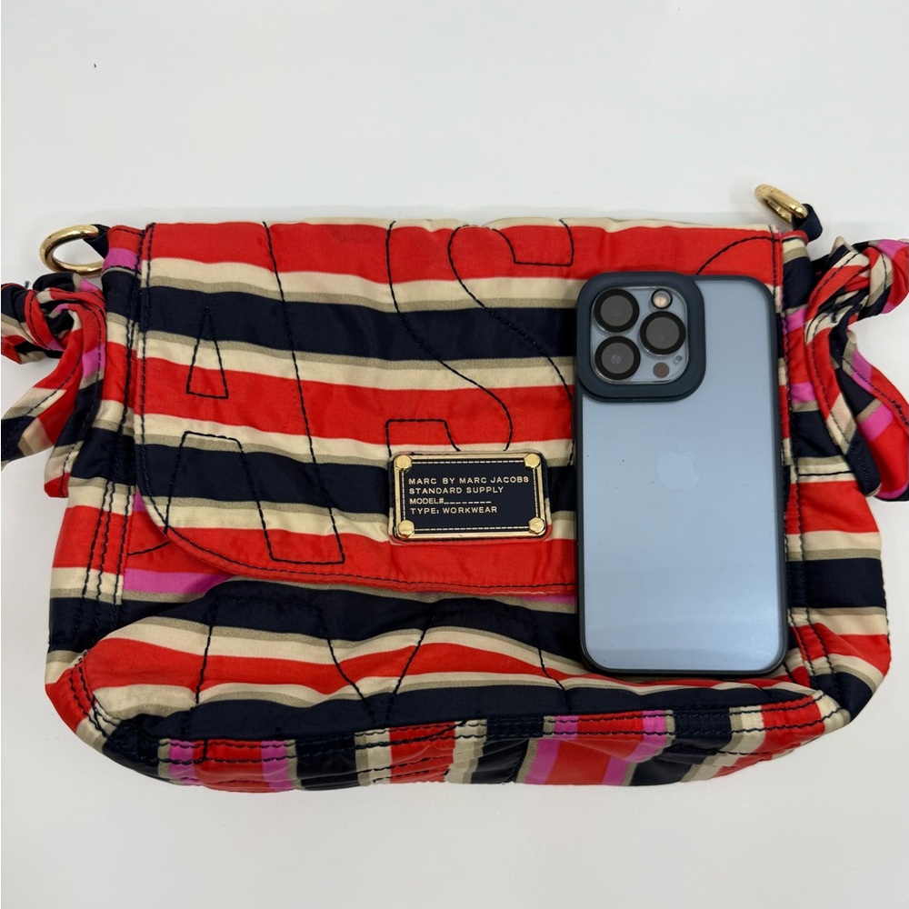 Marc Jacobs Workwear 2 Way Bag Nylon Stripes Preppy - Picture 11 of 11